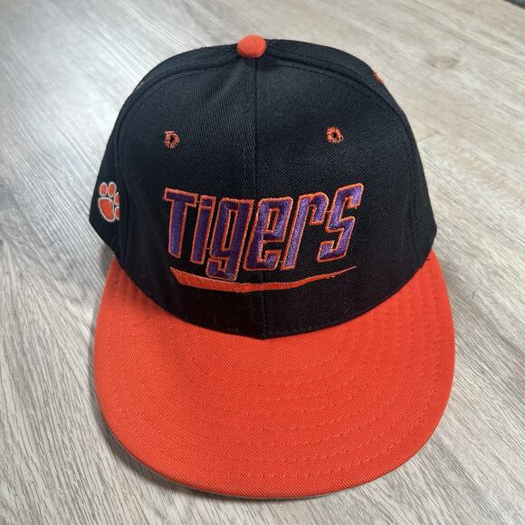 Vintage Clemson Tigers Hat Snapback College Black Orange Wool‎ Cap USA - Picture 1 of 9